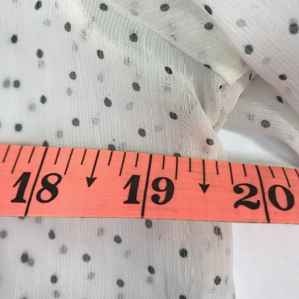 FREE PEOPLE Polka Dot Chiffon Sheer Tux Top Sz M White/Black Boho Retro Coastal